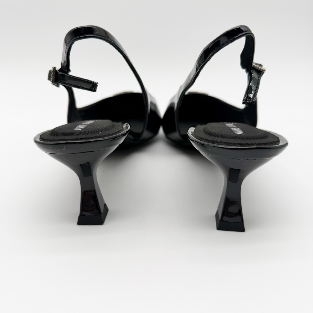 Anne Klein Iset Slingback Pointed Toe Kitten Heel Pumps Patent Black 11 NEW - Picture 7 of 15